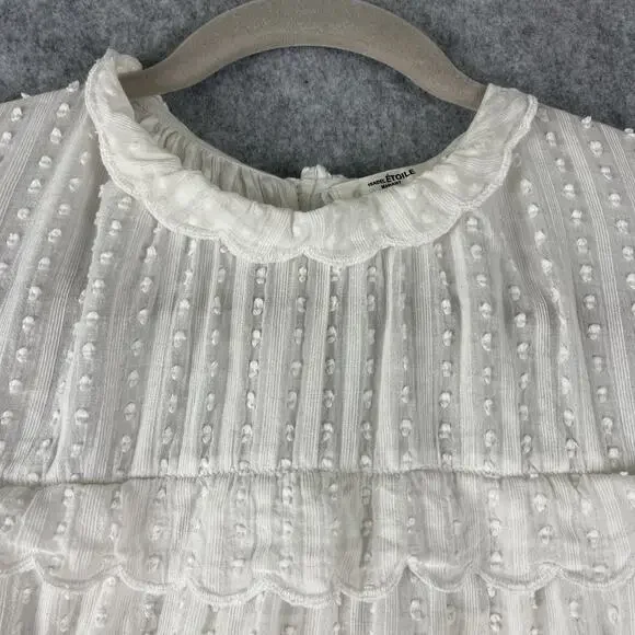 Isabel Marant Etoile Dress Womens 40 Ivory Ruffle Puff Sleeve Swiss Dot Prairie - Picture 4 of 16